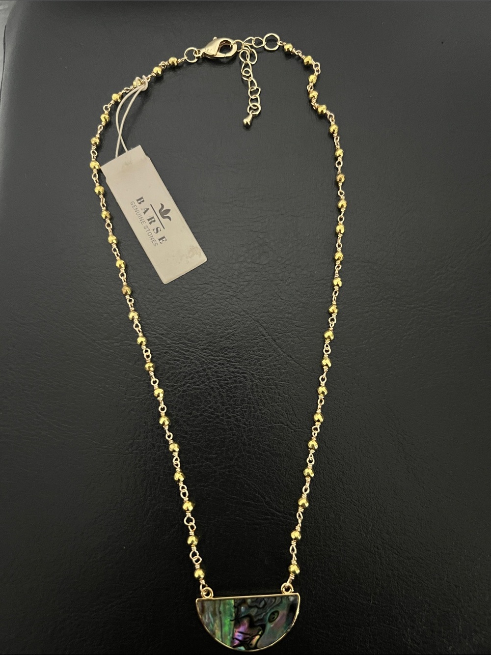 Barse Abalone Pendant Necklace in Gold